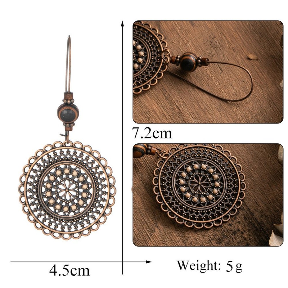 Vintage Bronze Round Earrings - Picture 5 of 5